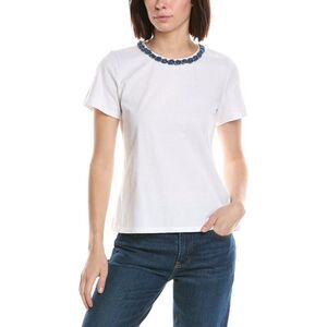 Cece Womens  Denim Chain Neck T-Shirt, White